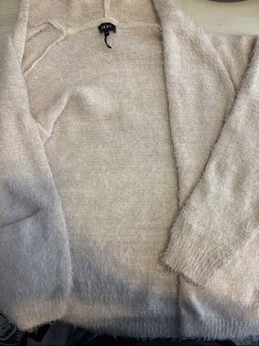 DKNY Women’s Soft Cream Open-Front Cardigan. With hood.